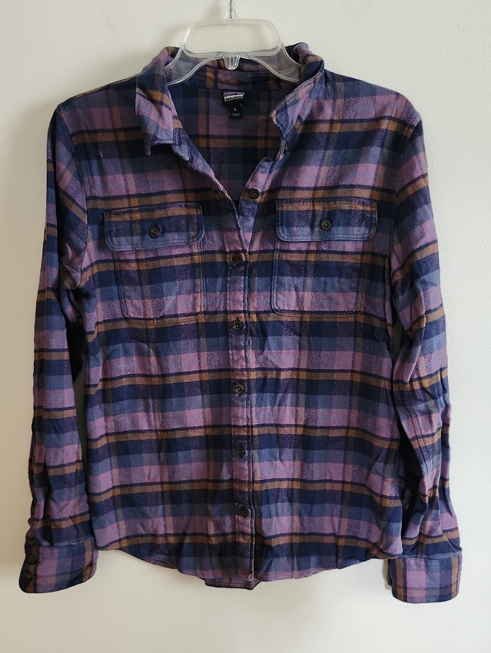 Patagonia Purple and Navy Plaid Button-Down Shirt